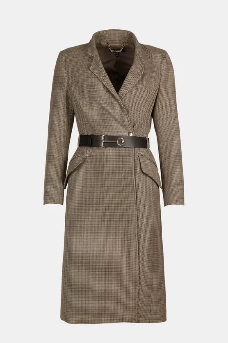 New * Budget Karen Millen Petite Country Check Investment Notch Coat Multi