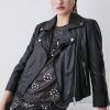 Hot * Buy Karen Millen Washed Shrunken Leather Biker Jacket