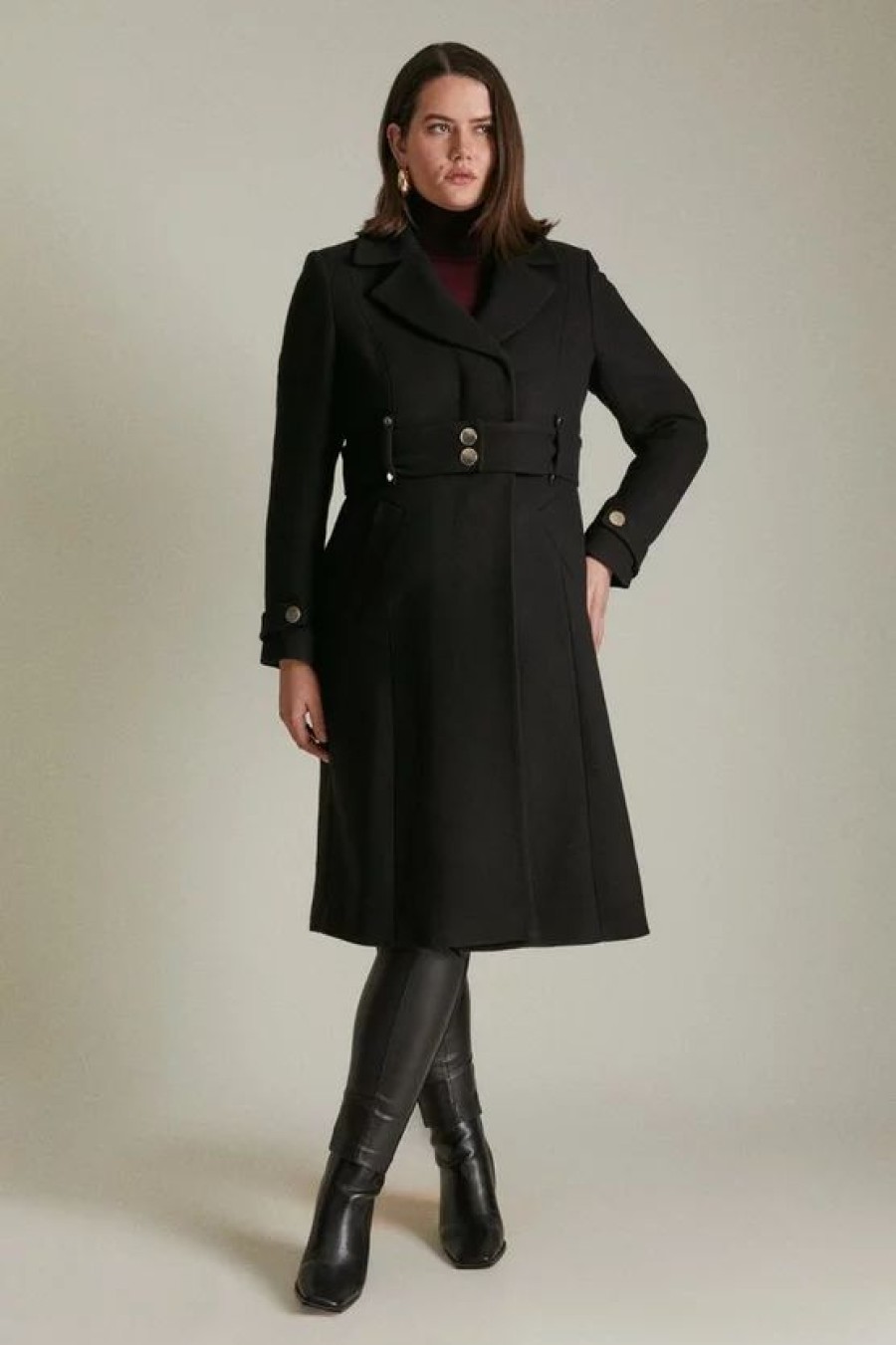 Wholesale * Cheapest Karen Millen Plus Size Italian Wool Mix Popper Detail Coat