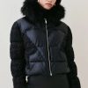 Best * Cheapest Karen Millen Petite Contrast Pu Boucle Puffer Jacket Black