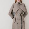 Hot * Deals Karen Millen Wool Check Tailored Trench Coat Multi