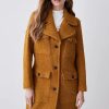 Best * Discount Karen Millen Boucle Pocket Detail Collared Coat Mustard