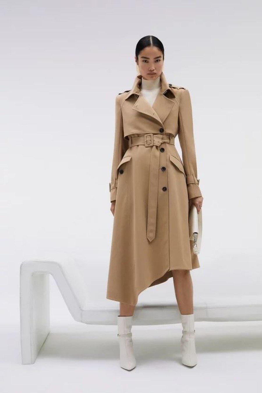 Hot * Wholesale Karen Millen Tailored Asymmetric Hem Trench Coat