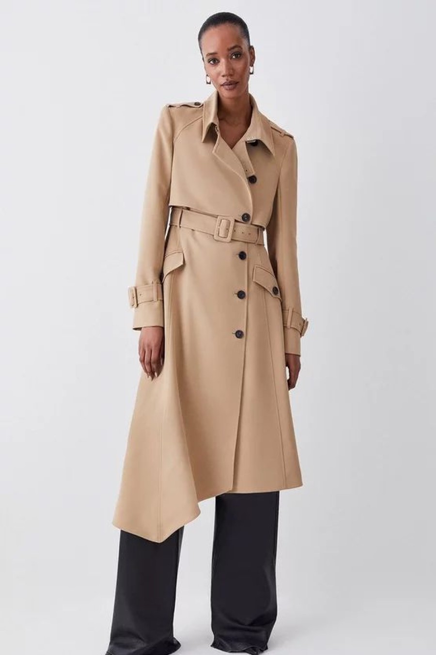 Hot * Wholesale Karen Millen Tailored Asymmetric Hem Trench Coat