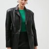 Hot * Top 10 Karen Millen Leather Croc Texture Relaxed Blazer