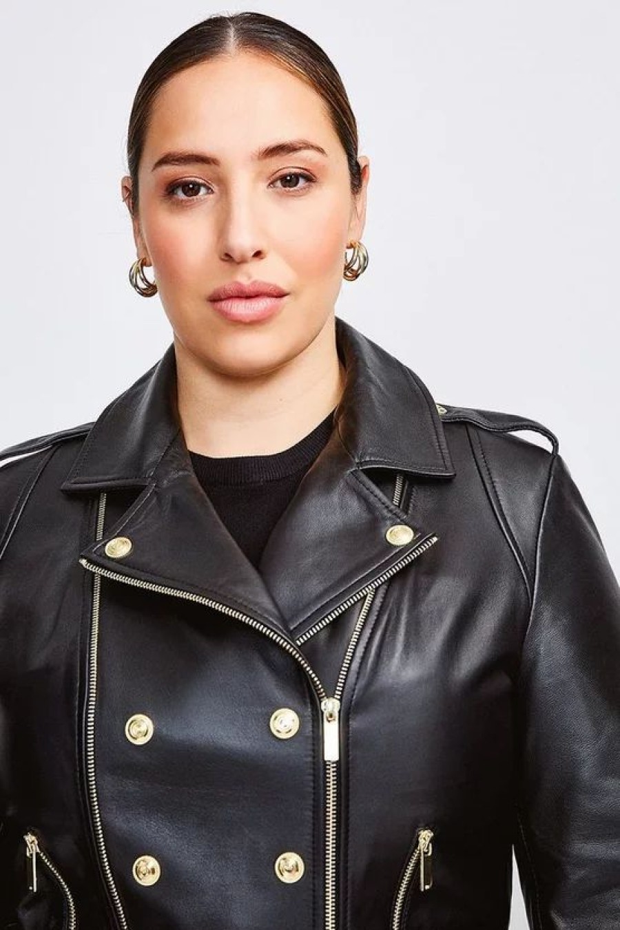 Best * Cheapest Karen Millen Plus Size Leather Military Biker