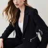 Best * Cheapest Karen Millen Compact Stretch Biker Detail Tailored Jacket Black