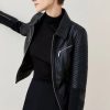 Online * Best Sale Karen Millen Leather And Ponte Biker Jacket