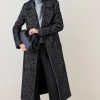 Best * Best Pirce Karen Millen Italian Herringbone Wool Belted Trench Coat