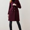 Online * Deals Karen Millen Italian Wool Double Breasted Tailored Coat