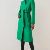 Wholesale * Top 10 Karen Millen Italian Virgin Wool Investment Notch Neck Coat Green