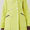 Online * Best Sale Karen Millen Italian Wool Cashmere Double Breasted Pea Coat Lime