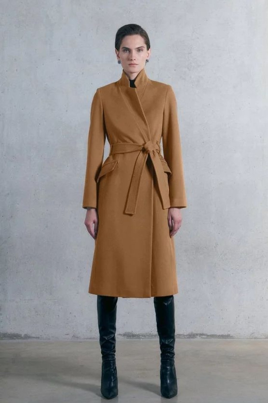 Wholesale * Cheapest Karen Millen Italian Virgin Wool Double Investment Notch Neck Coat