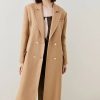 New * Outlet Karen Millen Italian Virgin Wool Maxi Oversized Coat Camel