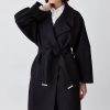 Clearance * Budget Karen Millen Italian Virgin Wool Raglan Sleeve Coat Black