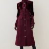 Clearance * Hot Sale Karen Millen Tall Italian Wool Shearling Mix Panel Longline Coat Fig