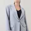 Online * Top 10 Karen Millen Plus Size Feather Cuff Detail Single Breasted Blazer Grey