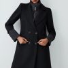 New * Outlet Karen Millen Italian Virgin Wool Hybrid Puffer Coat Black