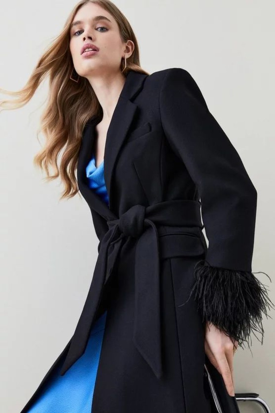 Wholesale * Flash Sale Karen Millen Italian Virgin Wool Feather Cuff Tailored Coat