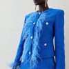 Clearance * Best Pirce Karen Millen Boucle Feather Collarless Jacket