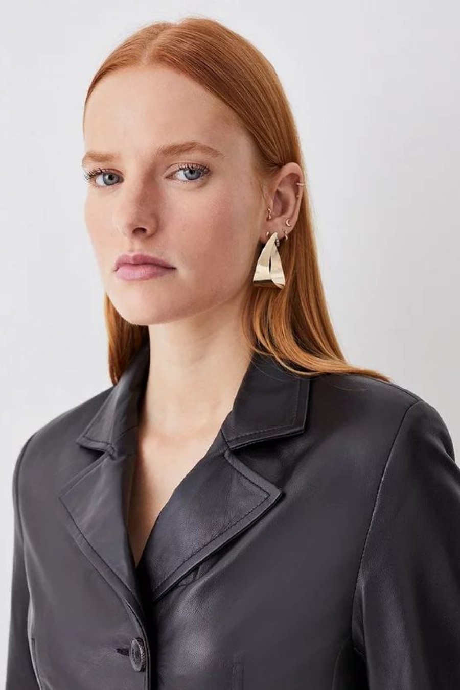 Hot * Brand New Karen Millen Leather Single Breasted Tailored Blazer