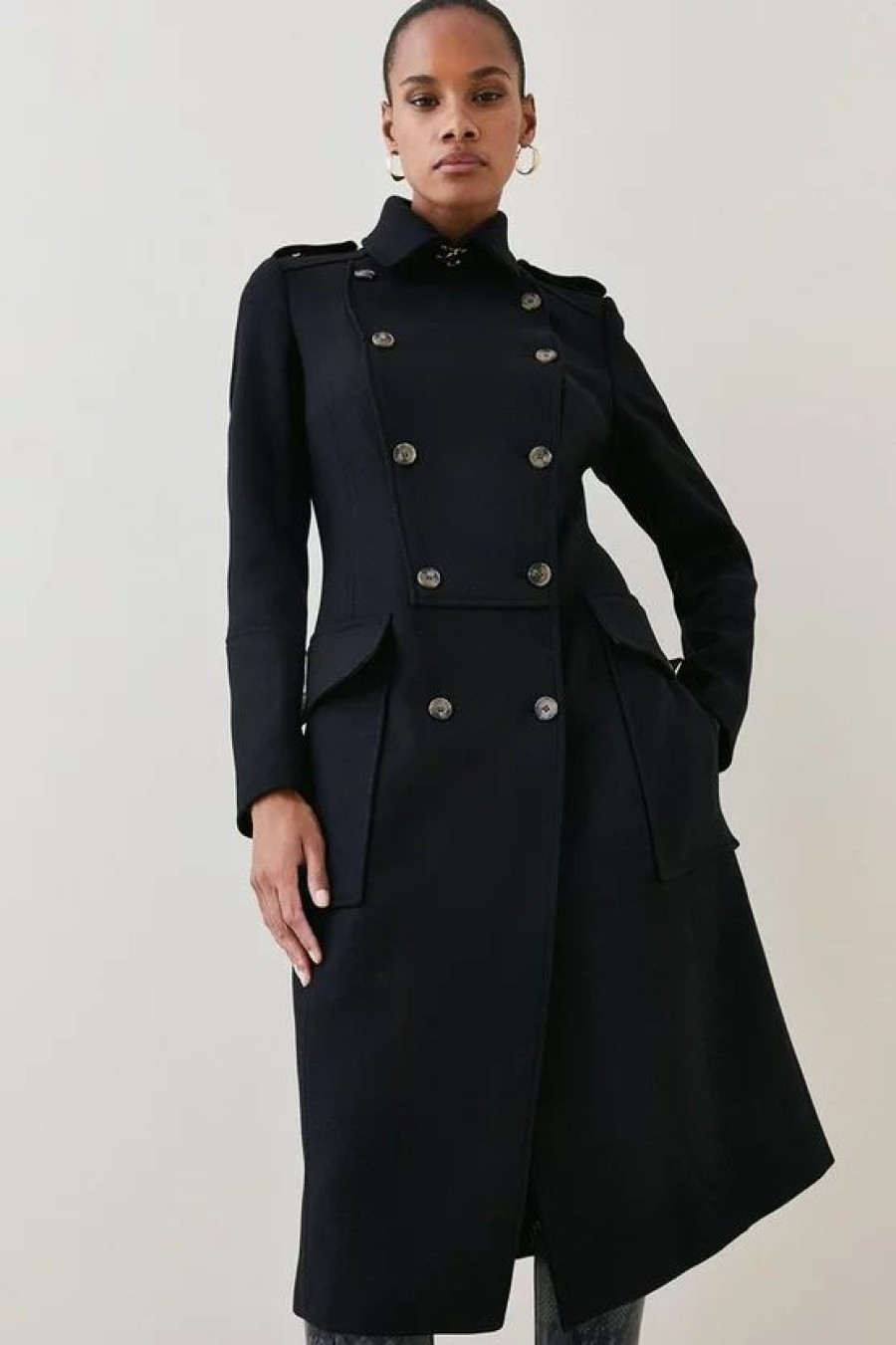 Hot * Discount Karen Millen Italian Wool Military Coat