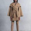 Best * Best Sale Karen Millen Italian Virgin Wool Cape Sleeve Short Coat