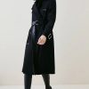 New * New Karen Millen Italian Wool Buckle Detail Belted Trench Coat