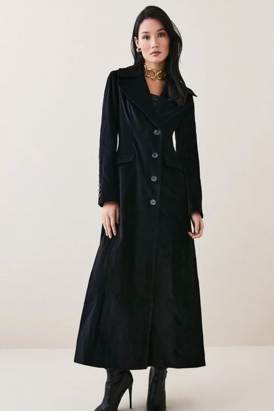 Online * Flash Sale Karen Millen Velvet Longline Coat