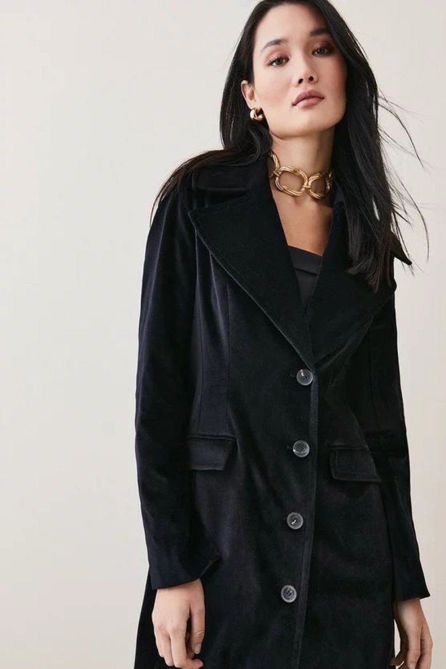 Online * Flash Sale Karen Millen Velvet Longline Coat