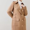 Hot * Coupon Karen Millen Plus Size Italian Virgin Wool Military Midi Coat Camel