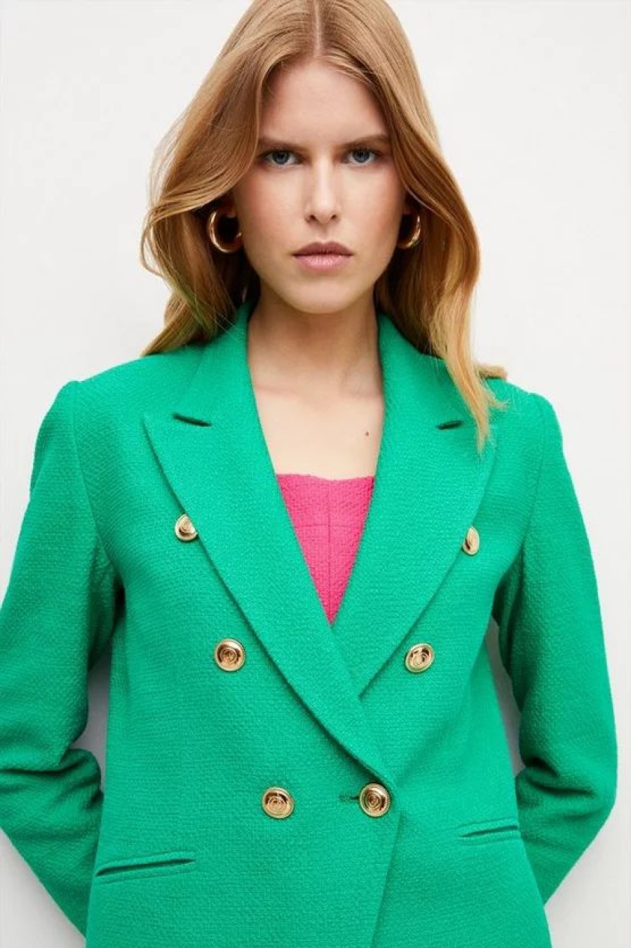 Wholesale * Top 10 Karen Millen Tweed Tailored Button Blazer Green