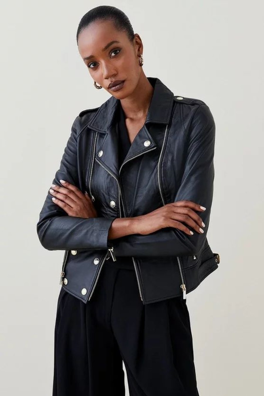 Wholesale * Best Reviews Of Karen Millen Military Leather Biker