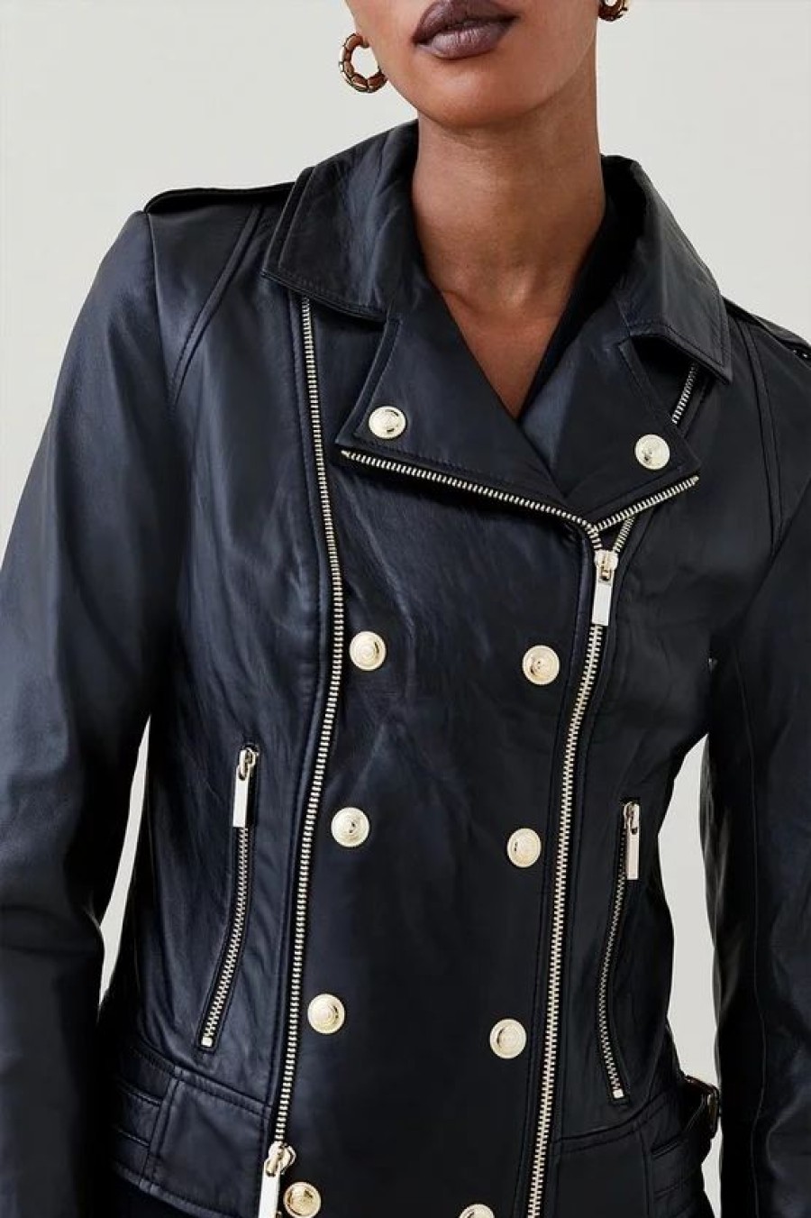 Wholesale * Best Reviews Of Karen Millen Military Leather Biker