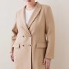 Hot * Budget Karen Millen Plus Size Italian Wool Double Breasted Tailored Coat Dark Tan