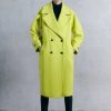 Clearance * Outlet Karen Millen Italian Virgin Wool Rounded Shoulder Double Breasted Coat Lime