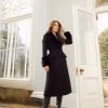 New * New Karen Millen Lydia Millen Belted Sheepskin & Italian Virgin Wool Coat Black