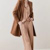 Best * Best Sale Karen Millen Italian Wool Cashmere Double Breasted Tailored Coat Dark Tan