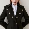 Wholesale * Best Reviews Of Karen Millen Italian Virgin Wool Military Button Midi Coat Khaki