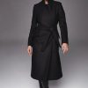 Wholesale * Promo Karen Millen Tall Italian Wool Cashmere Investment Notch Neck Coat Black