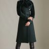 Online * Hot Sale Karen Millen Petite Italian Wool Shearling Mix Midi Coat Forest