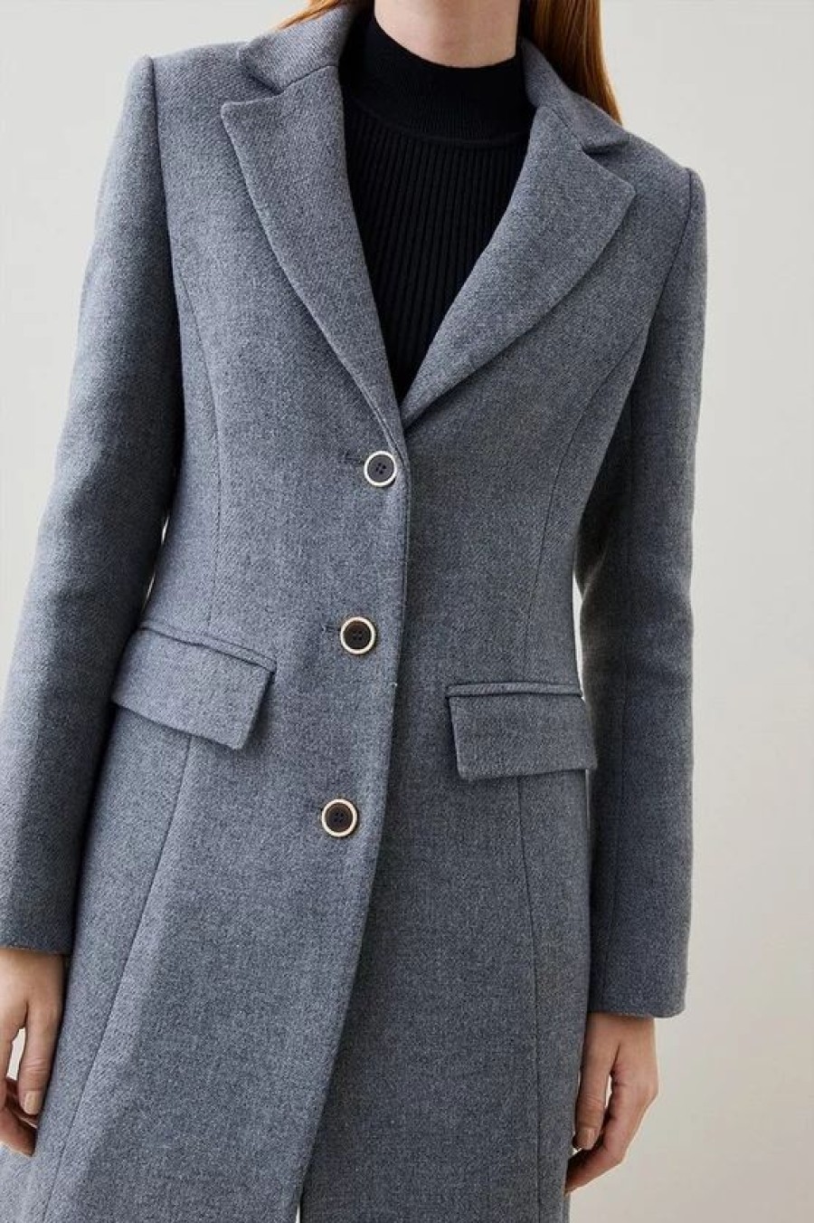 Wholesale * Wholesale Karen Millen Italian Wool Mix Single Breasted Tailored Coat Grey