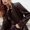 Wholesale * Outlet Karen Millen Leather Oversized Washed Leather Biker Jacket Black