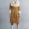 Clearance * Brand New Karen Millen Shearling Cuff & Collar Wrap Belted Coat