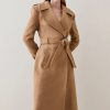 Wholesale * Best Pirce Karen Millen Italian Virgin Wool Blend Strong Shoulder Coat Camel