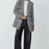 Clearance * Deals Karen Millen Italian Wool Mix Check Double Breast Short Coat Multi