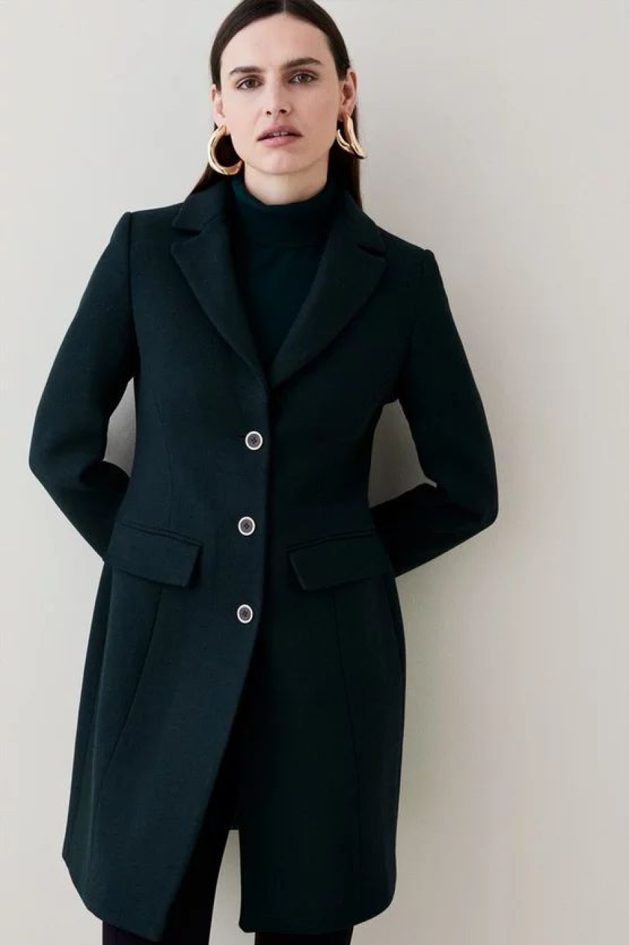 Hot * Best Reviews Of Karen Millen Italian Wool Tailored Coat Forest