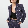 Wholesale * Best Sale Karen Millen Boucle Sparkle Diamante Trim Item Jacket Purple