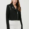 Wholesale * Deals Karen Millen Bandage Knit Cropped Biker Jacket Black