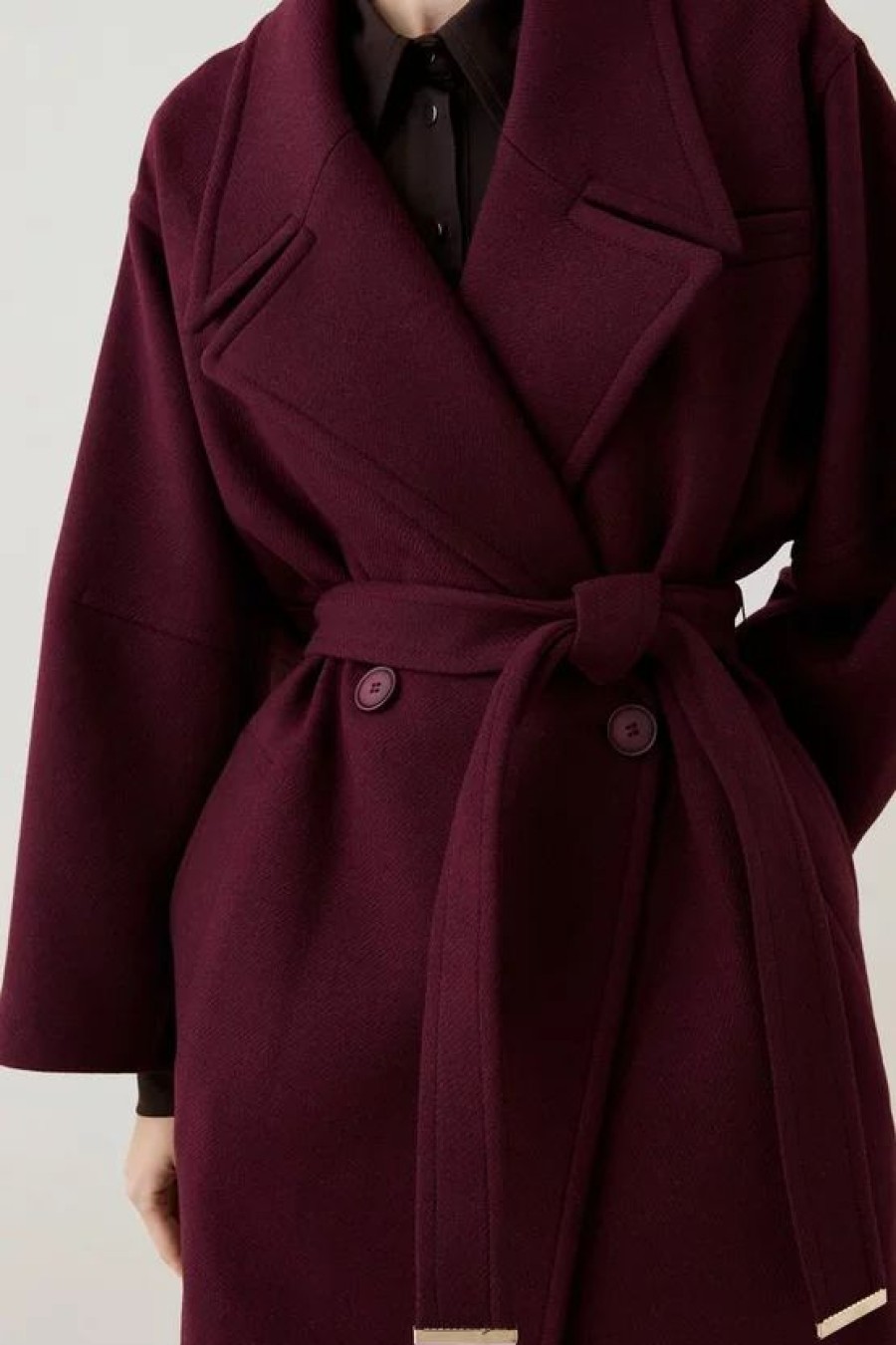 New * Hot Sale Karen Millen Tall Italian Wool Raglan Sleeve Coat Fig